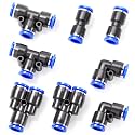 TAILONZ 1/4" Push to Connect Fitting Splitters+Elbows+Tees+Straight 8Pcs