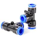 TAILONZ 1/4" Push to Connect Tee Fitting 3-Way for 1/4" Tube PE-1/4 10Pcs