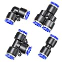 TAILONZ PNEUMATIC 14mm od Push to Connect Fittings Pneumatic Fittings Kit 2 Spliters+2 Elbows+2 tee+2 Straight (8 pcs)