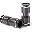TAILONZ PNEUMATIC Black Straight 2 Ways - 7MM Tube OD Push to Connect Tube Quick Fittings Push Lock PU-7 (Pack of 10)