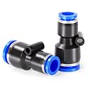 TAILONZ PNEUMATIC Blue Straight Reducing 1/2" Tube OD x 3/8" Tube OD Tube OD Push to Connect Tube Fittings Push Lock PG1/2-3/8 (Pack of 10)