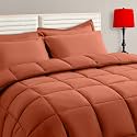 TAIMIT Burnt Orange King Comforter Set - 7 Pieces, Bed in a Bag Bedding Sets with All Season Soft Quilted Warm Fluffy Comforter,Flat Sheet,Fitted Sheet,2 Pillow Shams,2 Pillowcases
