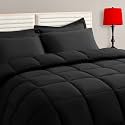 TAIMIT California King Comforter Set - 7 Pieces, Bed in a Bag Bedding Sets with All Season Soft Quilted Warm Fluffy Reversible Comforter,Flat Sheet,Fitted Sheet,2 Pillow Shams,2 Pillowcases,Black