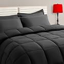 TAIMIT Dark Grey Twin Size Comforter Set - 5 Pieces, Bed in a Bag Bedding Sets with All Season Soft Quilted Warm Fluffy Reversible Comforter,Flat Sheet,Fitted Sheet,1 Pillow Shams,1 Pillowcases