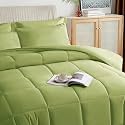 TAIMIT Sage Green Full Size Comforter Set - 7 Pieces, Bed in a Bag Bedding Sets with All Season Soft Quilted Warm Fluffy Reversible Comforter,Flat Sheet,Fitted Sheet,2 Pillow Shams,2 Pillowcases