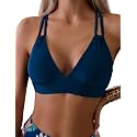 Tainehs Women's Push Up V Neck Bikini Tops Criss Cross Back Padded Bathing Suit Top Only