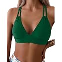 Tainehs Women's Push Up V Neck Bikini Tops Criss Cross Back Padded Bathing Suit Top Only