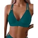 Tainehs Women's Push Up V Neck Bikini Tops Criss Cross Back Padded Bathing Suit Top Only