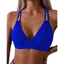 Tainehs Women's Push Up V Neck Bikini Tops Criss Cross Back Padded Bathing Suit Top Only