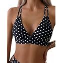 Tainehs Women's Push Up V Neck Bikini Tops Criss Cross Back Padded Bathing Suit Top Only