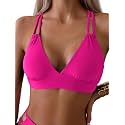 Tainehs Women's Push Up V Neck Bikini Tops Criss Cross Back Padded Bathing Suit Top Only
