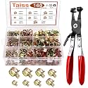Taiss 160PCS 6-17mm Spring Band Type Hose Pipe Clamp Assortment kit.Low Pressure Air Clip Clamp for Hose Fuel Silicone Vacuum Sleeving Hose Clamp (6mm 7mm 9mm 10mm 11mm 14mm 16mm 17mm)