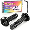 Taiss 20pcs 1/4-20 x 2 Flat Head Socket Head Screw,Furniture Bolts,Furniture Screws 304 Stainless Steel,1/4 Bolts Black Zinc Plated Fully Threaded,Countersunk Connector Screws with Hex Spanner