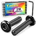 Taiss 20pcs M6 x 45mm Flat Head Socket Head Screw Furniture Bolts,Furniture Screws Stainless Steel 18-8(304),M6 Bolts Black Zinc Plated Fully Threaded,Countersunk Connector M6 Screws with Hex Spanner
