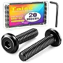 Taiss 20pcs M6 x 50mm Flat Head Socket Head Screw Furniture Bolts,Furniture Screws Stainless Steel 18-8(304),M6 Bolts Black Zinc Plated Fully Threaded,Countersunk Connector M6 Screws with Hex Spanner