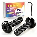 Taiss 20pcs M8 x 25mm Flat Head Socket Head Screw Furniture Bolts,Furniture Screws Stainless Steel 18-8(304),M8 Bolts Black Zinc Plated Fully Threaded,Countersunk Connector M8 Screws with Hex Spanner