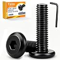 Taiss 20pcs M8 x 35mm Flat Head Socket Head Screw Furniture Bolts,Furniture Screws Stainless Steel 18-8(304),M8 Bolts Black Zinc Plated Fully Threaded,Countersunk Connector M8 Screws with Hex Spanner