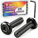 Taiss 25pcs 1/4-20 x 1-1/4" Flat Head Socket Head Screw,Furniture Bolts,Furniture Screws 304 Stainless Steel,1/4 Bolts Black Zinc Plated Fully Threaded,Countersunk Connector Screws with Hex Spanner