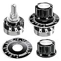 Taiss 2pcs RV24YN20S 10K Potentiometer Single Turn Carbon Film Rotary Taper Potentiometer Used for Inverter speed regulation Motor speed control + 2pcs A03 knob + 2pcs dials (B103 10K ohm)