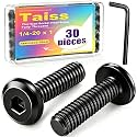 Taiss 30pcs 1/4-20 x 1 Flat Head Socket Head Screw,Furniture Bolts,Furniture Screws 304 Stainless Steel,1/4 Bolts Black Zinc Plated Fully Threaded,Countersunk Connector Screws with Hex Spanner