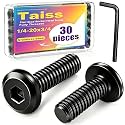 Taiss 30pcs 1/4-20 x 3/4" Flat Head Socket Head Screw,Furniture Bolts,Furniture Screws 304 Stainless Steel,1/4 Bolts Black Zinc Plated Fully Threaded,Countersunk Connector Screws with Hex Spanner