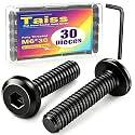 Taiss 30pcs M6 x 30mm Flat Head Socket Head Screw Furniture Bolts,Furniture Screws Stainless Steel 18-8(304),M6 Bolts Black Zinc Plated Fully Threaded,Countersunk Connector M6 Screws with Hex Spanner