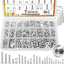 Taiss 910PCS Metric Screw Assortment M2 M3 M4 M5 M6,304 Stainless Steel Button Head Socket Cap Metric Screws Bolts Nuts and Washers Assortment Kit with Hex Wrenches