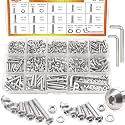 Taiss M3 M4 Screws Kit M3 M4 x 4mm/5mm/6mm/8mm/12mm/16mm/20mm/25mm 304 Stainless Steel Metric Screws Assortment Button Head Socket Cap Head Screws Bolts with Nuts/Washer/Wrenches 405PCS