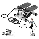TAITHI Mini Stepper Exercise Machine, Steppers with Resistance Bands, Step Machine Exerciser for Home, Up-Down Stepper with LCD Monitor, Space Saving, Non-Slip Pedal, Legs Arms and Full Body Training