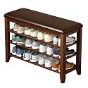 Taitiy Bench Shoe Rack for Entryway 3 Tier Adjustable Shelves Wood 31.5''