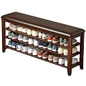 Taitiy Shoe Rack Bench for Entryway, 3 Tier Adjustable Shelves Wood 47.2''