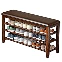 Taitiy Shoe Rack Bench for Entryway, 3 Tier Adjustable Shelves Wood 39.4''