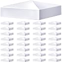 Taiyin 48 Pcs Pyramid White PVC Vinyl Post Top Caps, Fence and Deck Post Caps for Vinyl Fence Posts (5 x 5 Inch)