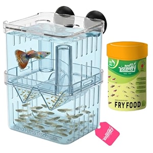 taiyo pluss discovery aquarium breeding amp isolation box  free fry fish food 25 g  breeder box with dual chamber  fry protection with double layer incubator  for guppies betta amp other fishes