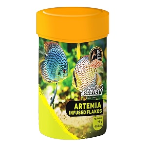 taiyo pluss discovery artemia infused flakes fish food - 25 g pack of 1  premium slow sinking diet for fishes with fresh artemia krill amp squid for active growth amp coloration