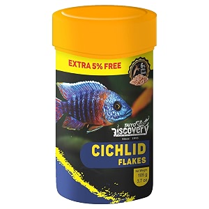 taiyo pluss discovery cichlid flakes fish food - 105 g 100 g  extra 5 free pack of 1  premium slow sinking diet for fishes with krill amp squid for active growth amp colorationall life stages
