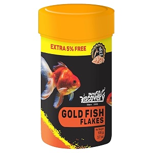 taiyo pluss discovery goldfish flakes fish food - 105 g 100 g  extra 5 free pack of 1  premium slow sinking diet for fishes with krill amp squid for active growth amp colorationall life stages