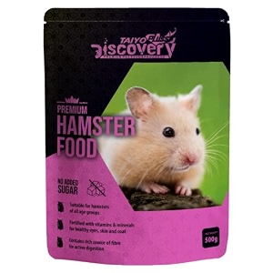 taiyo pluss discovery hamster food - 500 g pouch  high fibre pelleted sticks with alfalfa for growth  complete nutrition for hamsters  supports strong bones amp teeth