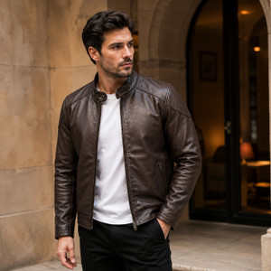 TAJLEATHER Full Sleeve Solid Men Jacket