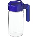 Takeya Airtight Pitcher - Durable BPA-Free Eastman Tritan Odor/Stain-Resistant Leakproof Lid for Iced Tea/Water Easy-Grip Silicone Handle Spill-Free Spout Fridge-Friendly Made in USA 1 Quart/Blueberry