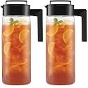 Takeya Patented and Airtight Pitcher Made in the USA, BPA Free, Black, 64 Ounces (Pack of 2)