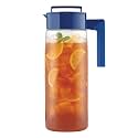 Takeya Airtight Pitcher - Durable BPA-Free Eastman Tritan Odor/Stain-Resistant Leakproof Lid for Iced Tea/Water Easy-Grip Silicone Handle Spill-Free Spout Fridge-Friendly Made in USA 2 Quart/Blueberry