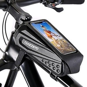 waterproof phone bag for bike frame bag quick zipper reflective strip bicycle front phone mount holder pouch storage bag bike accessories for phone under 6834black