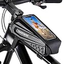 Waterproof Phone Bag for Bike Frame Bag Quick Zipper Reflective Strip Bicycle Front Phone Mount Holder Pouch, Storage Bag, Bike Accessories, for Phone Under 6.8"（Black）