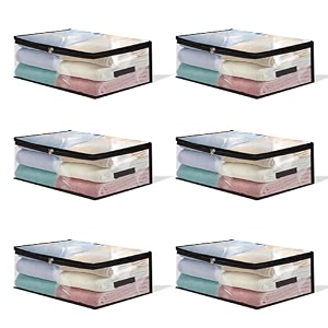 takiva pack of 6 saree covers with zip transparent  cloth storage bags for clothes  saree covers for storage  saree plastic covers for storage  storage bags for clothes large