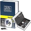 Metal Large Cash Box with Lock | Tiered Money Coin Tray and Bill Slots | Portable and Compact | Keys | Cash Box with Money Tray and Combination Loc (BookSafe Small)
