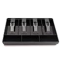 Metal Large Cash Box with Lock | Tiered Money Coin Tray and Bill Slots | Portable and Compact | Keys | ABS Material, Combination Lock, CASH TRAY 4 SLOT