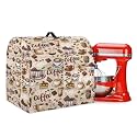Talayituse Coffee Chocolate Cake Print Stand Mixer Cover Anti-Splash Kitchen Aid Mixer Cover with Pockets Foldable Mixer Cover with Pockets, Water Resistant Mixer Protector with Handle, Small