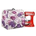 Talayituse Colorful Rose Flower Print Stand Mixer Cover for 6-8 Quarts Aid Mixers Dustproof Mixer Cover with Handle, Stain-resistant Kitchen Accessories with Pockets, Large