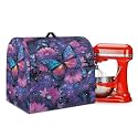 Talayituse Galaxy Butterfly Flower Print Stand Mixer Covers Kitchen Aid Mixer Cover Dust Cover with Pockets and Handle, Washable Mixer Covers Small Appliance Cover Kitchen Accessories, Small